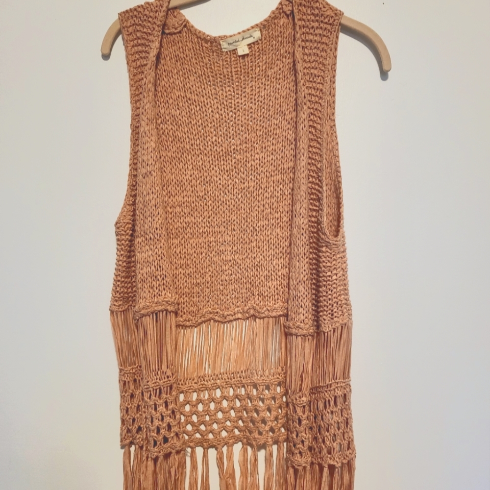 Painted Threads Blush Pink Fringe Vest